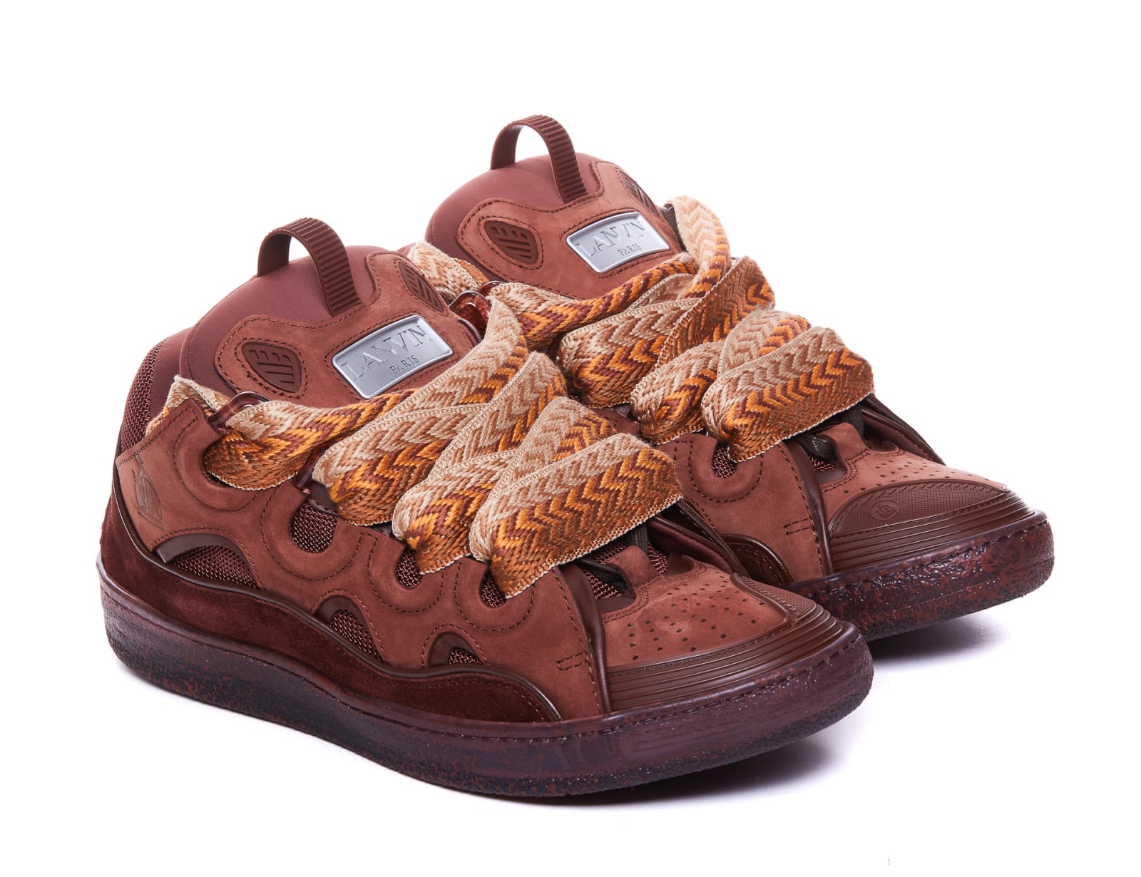 Shop Lanvin Curb Sneakers In Brown