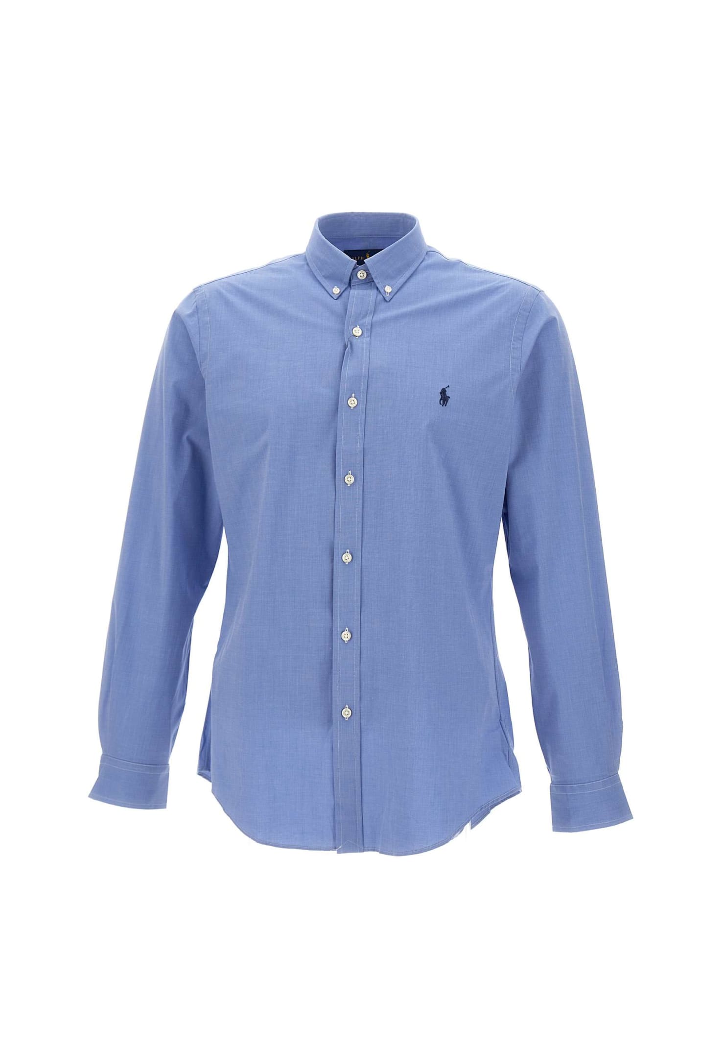 Polo Ralph Lauren Shirt Mens Blue Cotton Slim Fit Long Sleeve Button-down Mxx182 In Blue