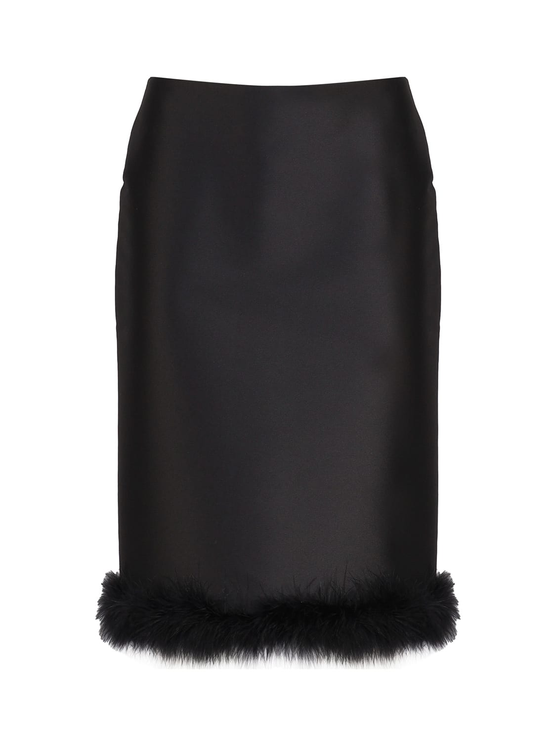Shop Sportmax Midi Skirt With Feather Bottom In Nero