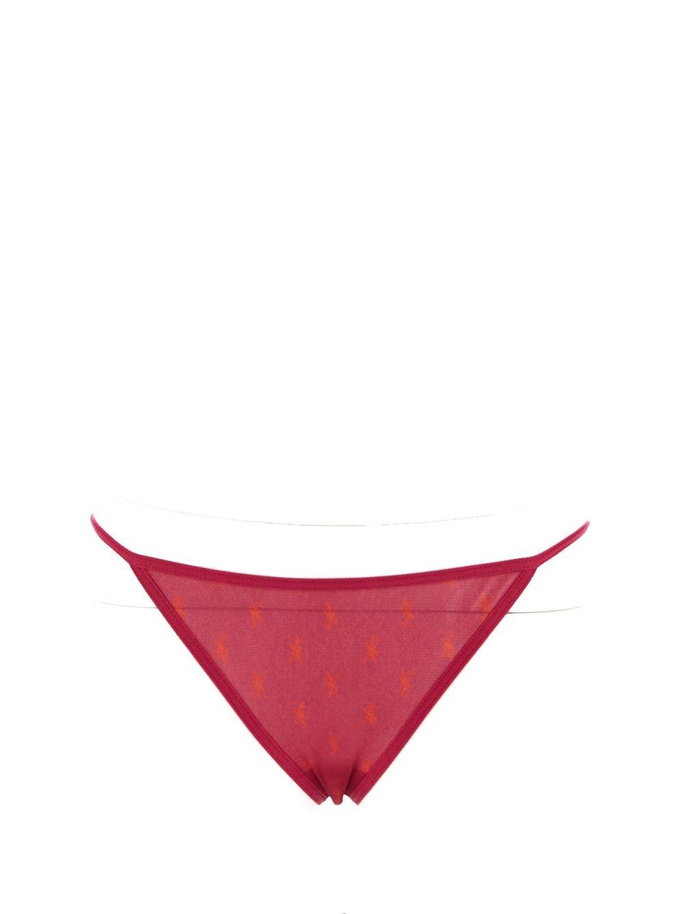 Saint Laurent Monogram Panties In Tulle Jersey In Red