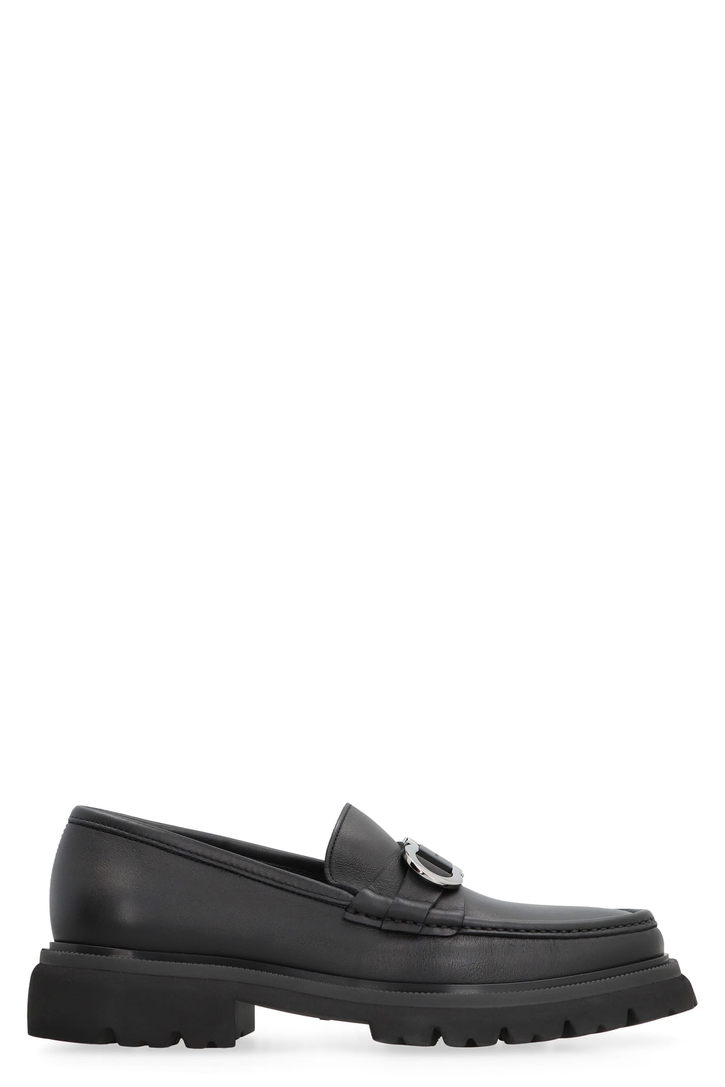 Shop Ferragamo Leather Loafers In Nero