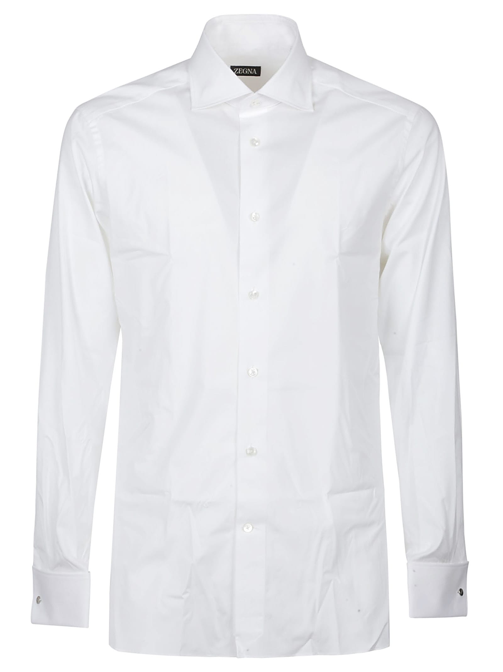 Zegna Micro Striped Trecapi Tailored Fit Long Sleeve Shirt In Bianco