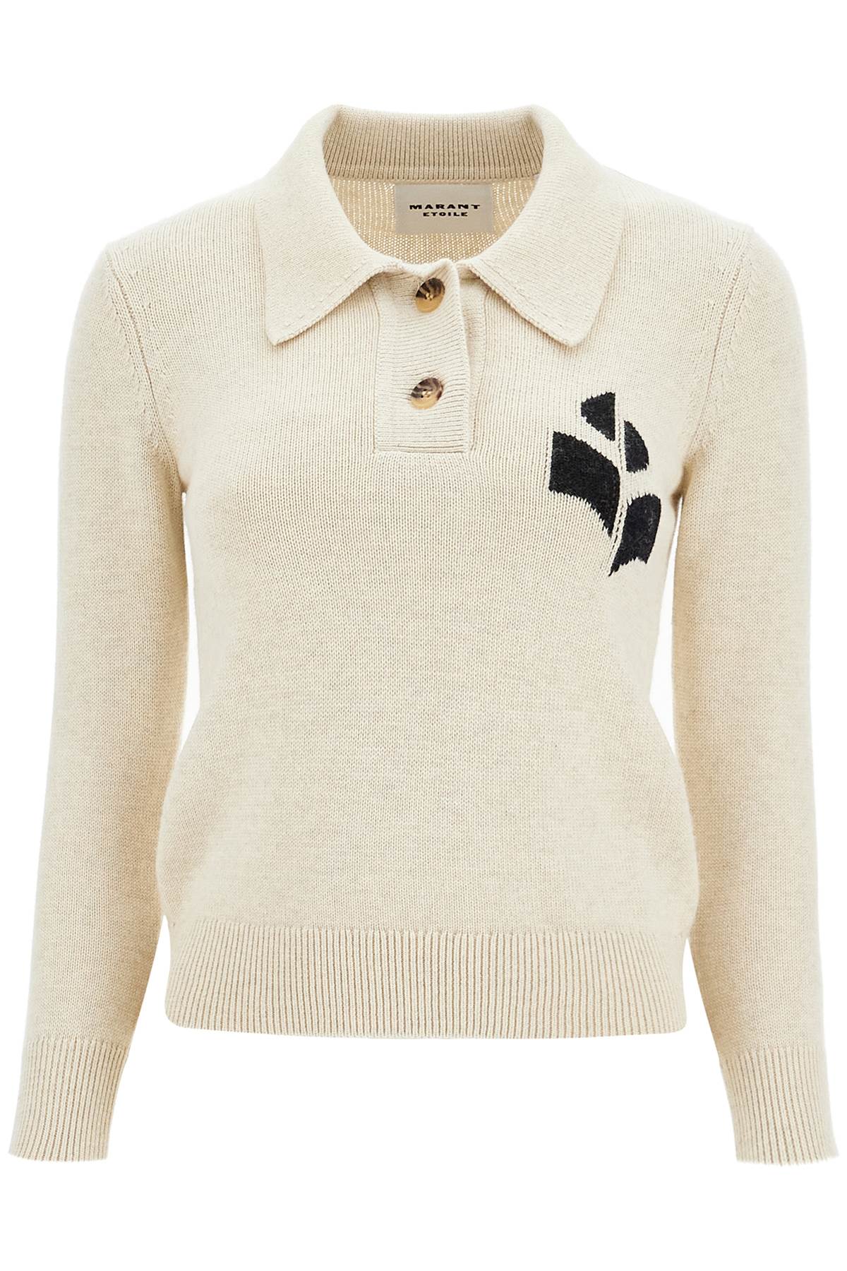 Shop Marant Etoile Cotton And Wool Nola Polo Pullover In Light Grey