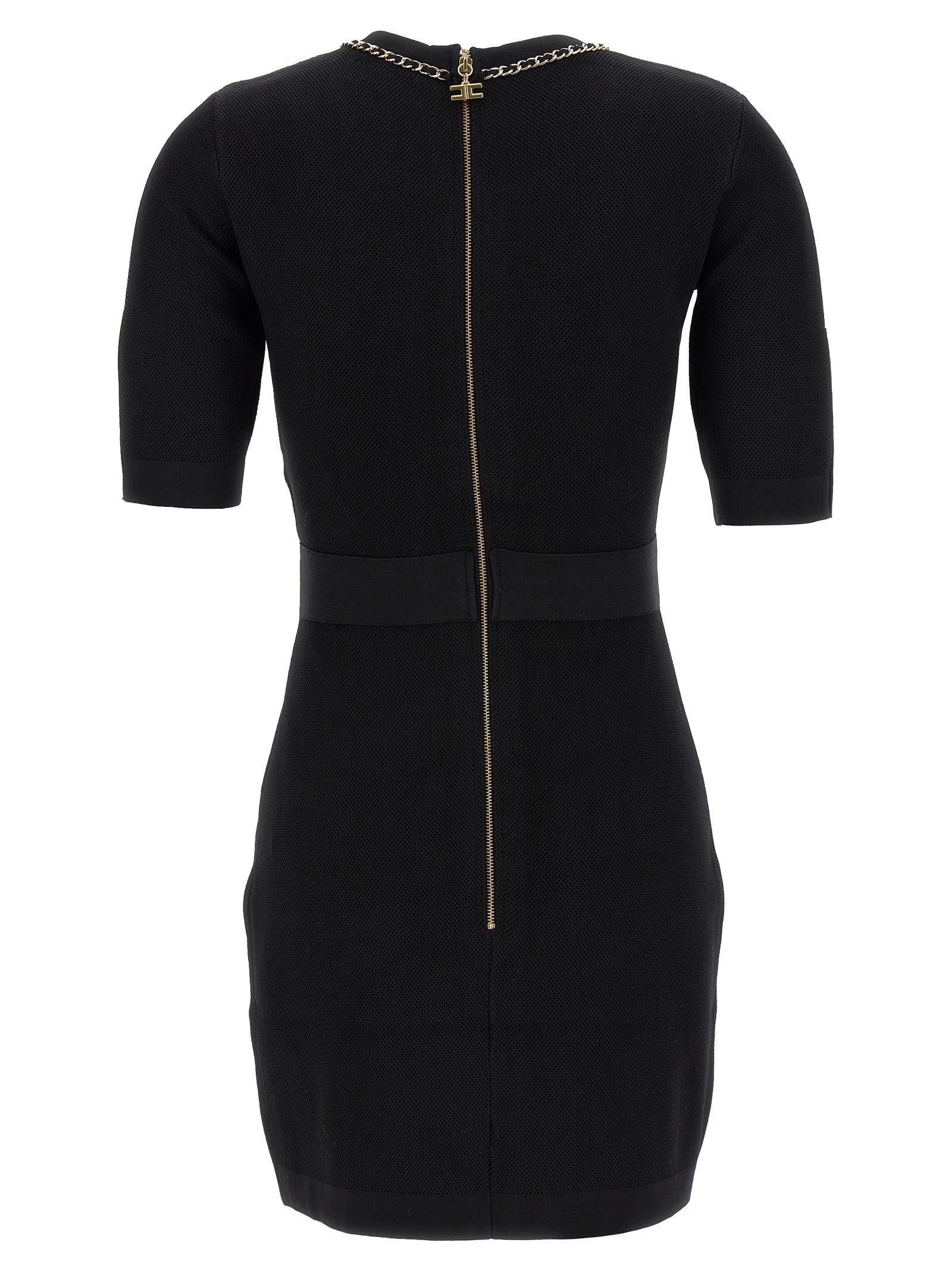 Shop Elisabetta Franchi Chain Detail Dress In Black