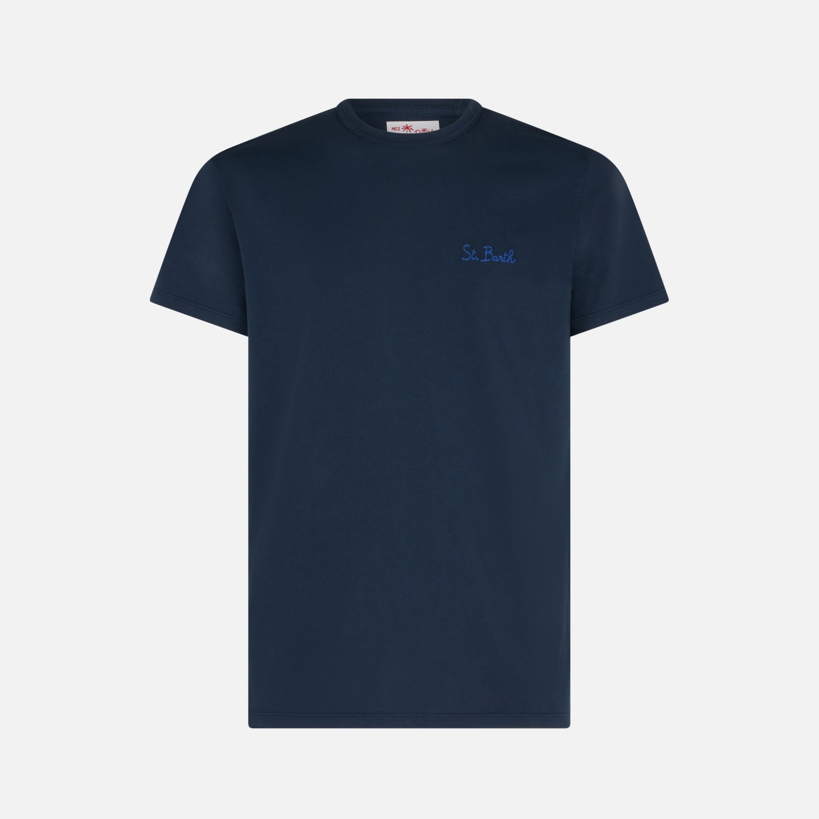 Shop Mc2 Saint Barth Garment Dyed Blue Man T-shirt