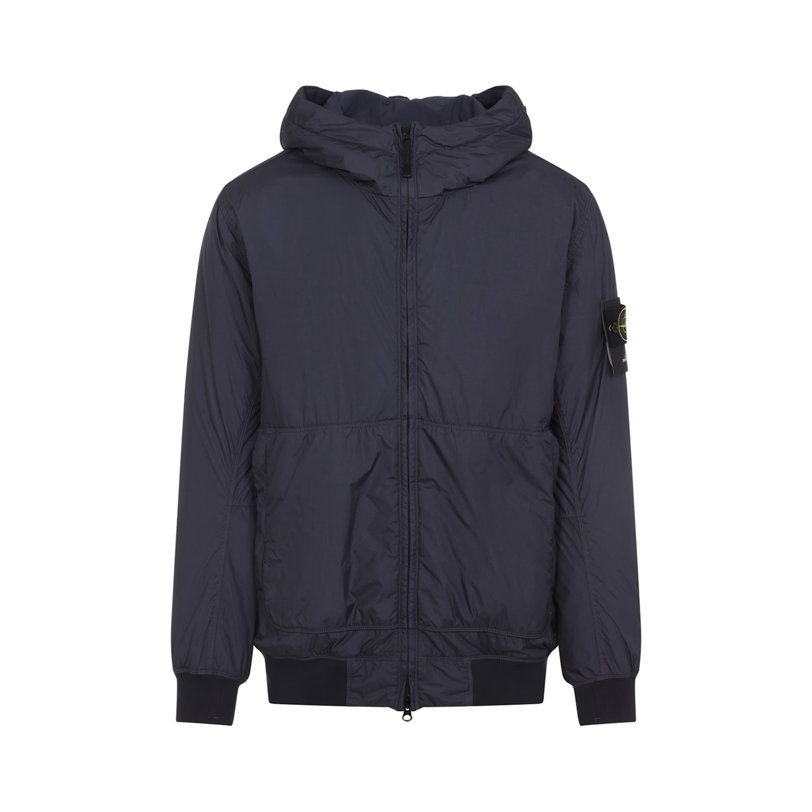 Stone Island Mens Dark Blue Crinkle Logo-patch Padded Shell Jacket In Blue