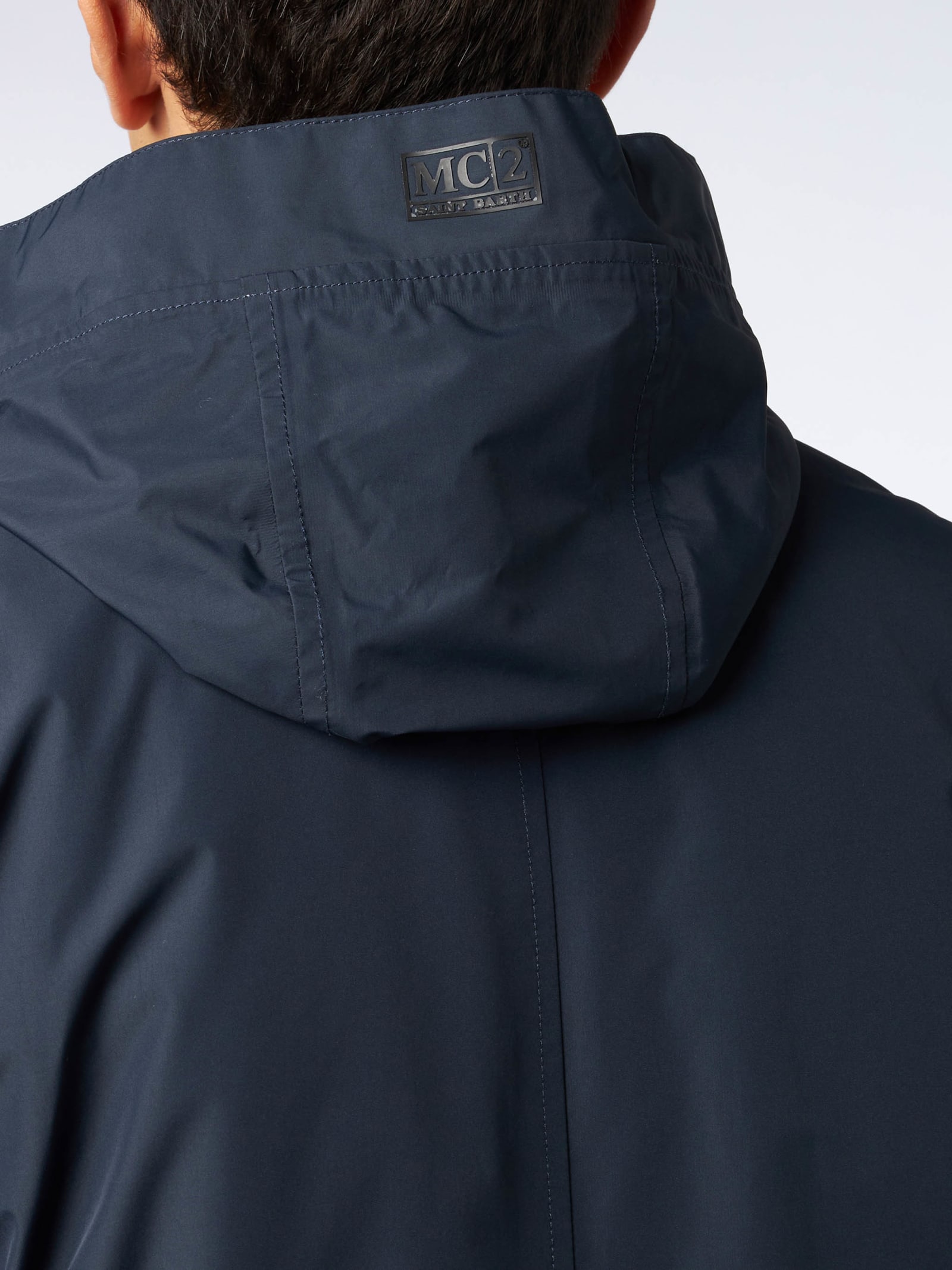 Shop Mc2 Saint Barth Man Hooded Blue Voyager Parka Jacket