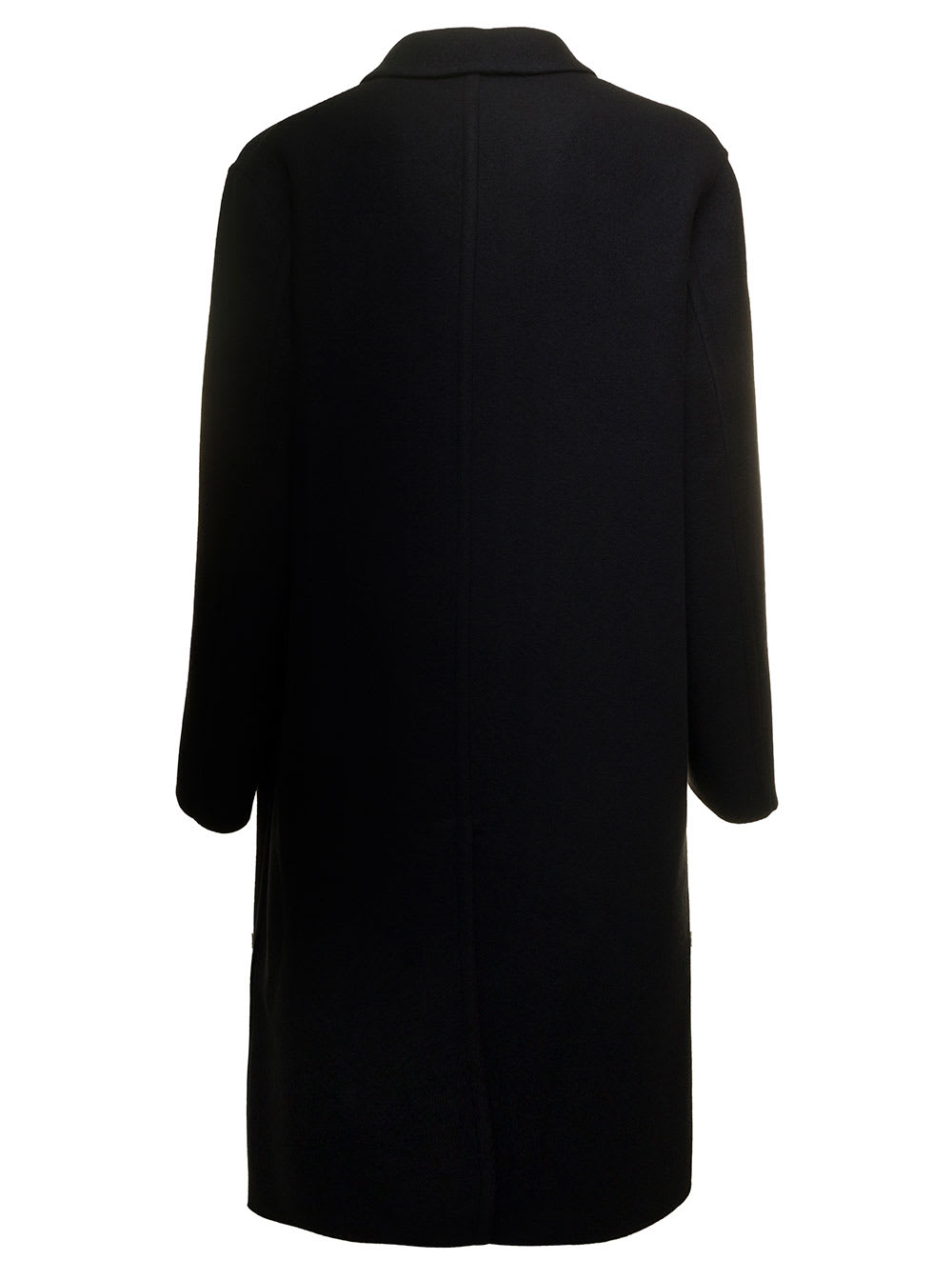 Shop Jil Sander Sport Black Single-breasted Coat With Tonal Buttons In Wool Man