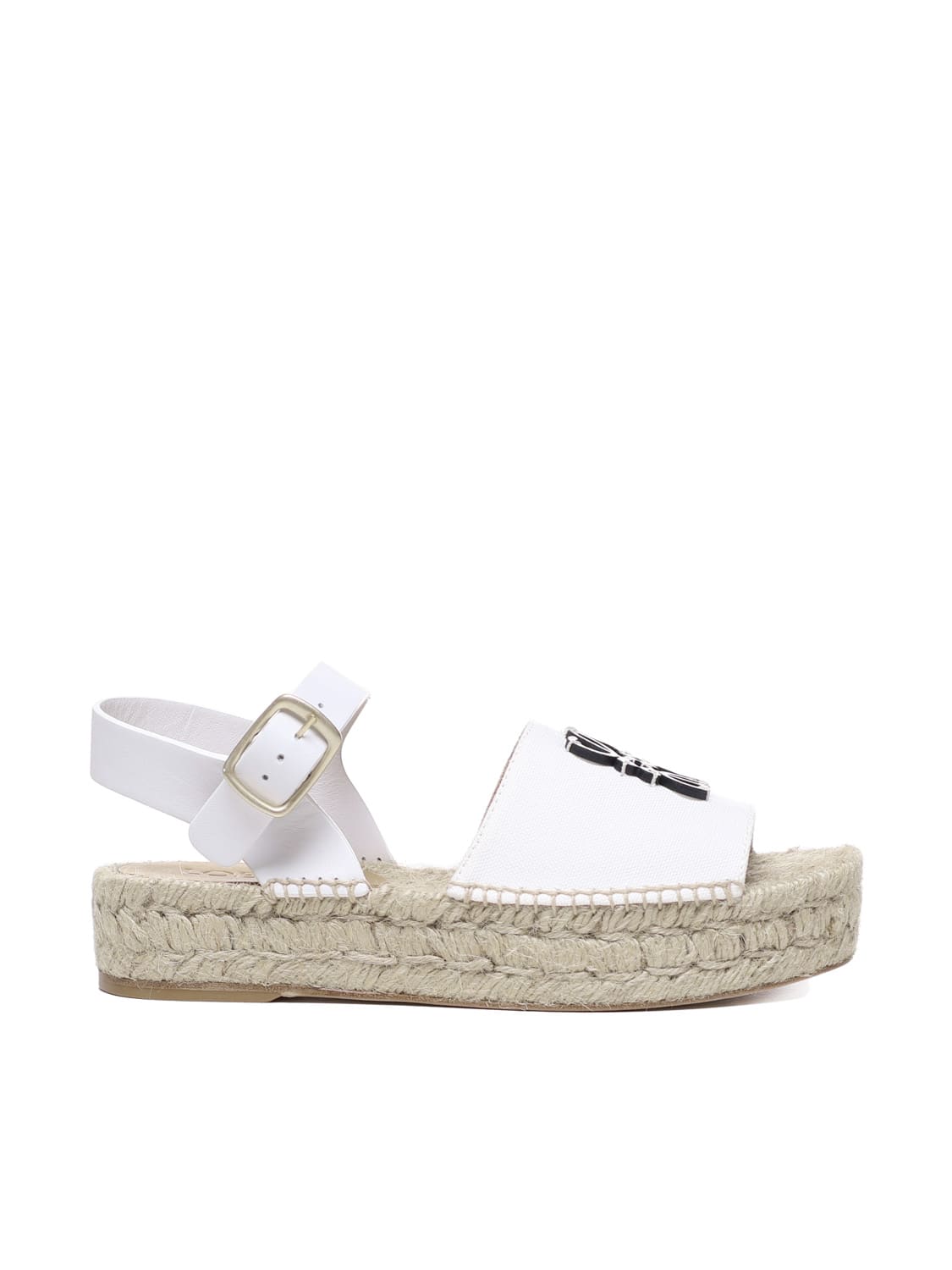 Loewe Anagram Espadrilles In Canvas And Calfskin In White