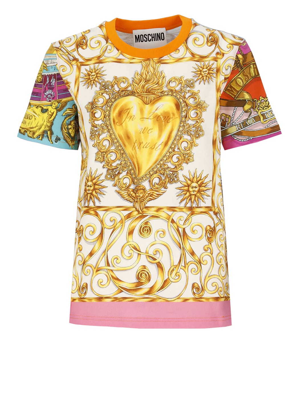 Shop Moschino T-shirt With Scarf Print In Multicolour