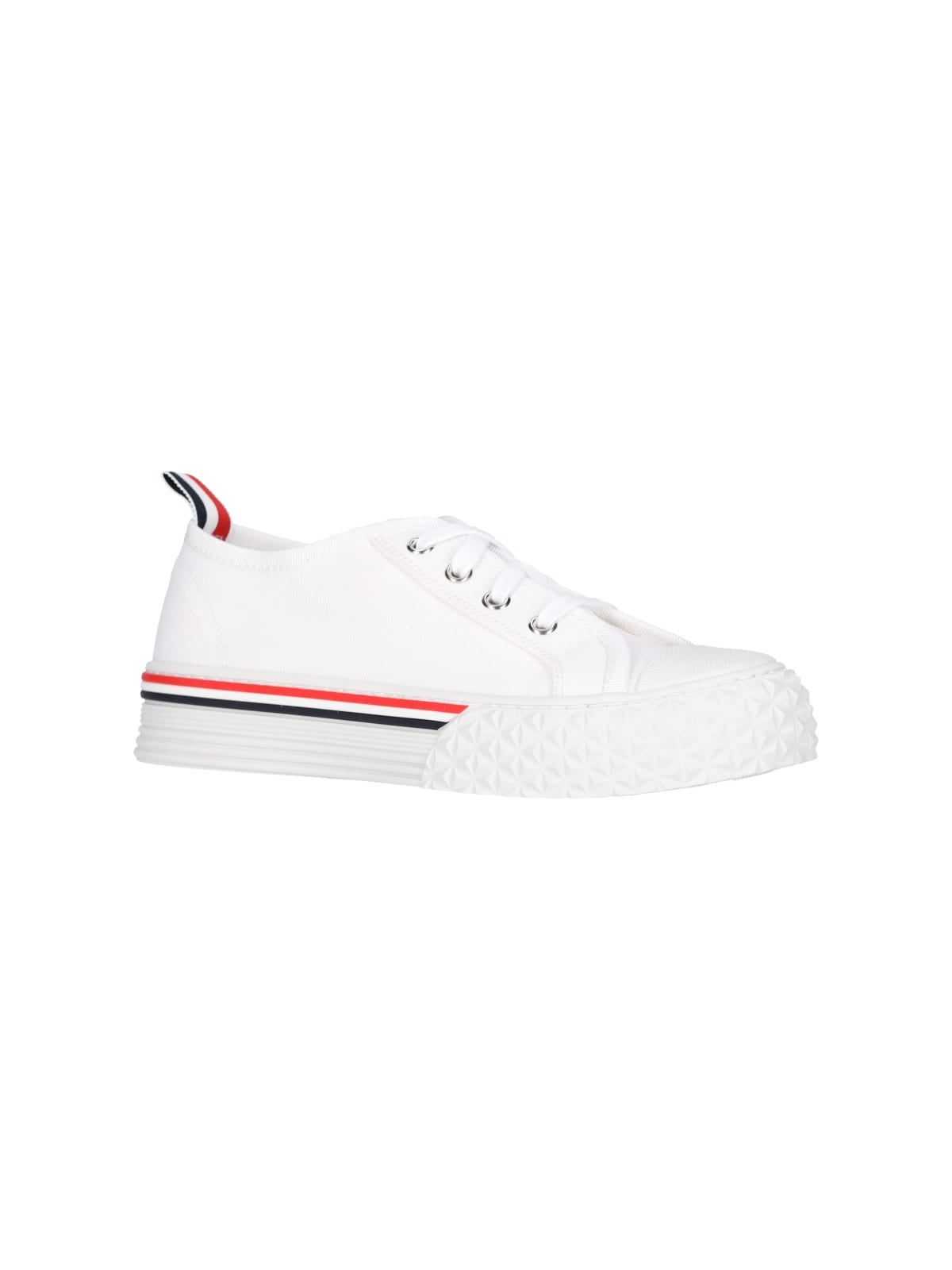 Shop Thom Browne Collegiate Low Sneakers In White
