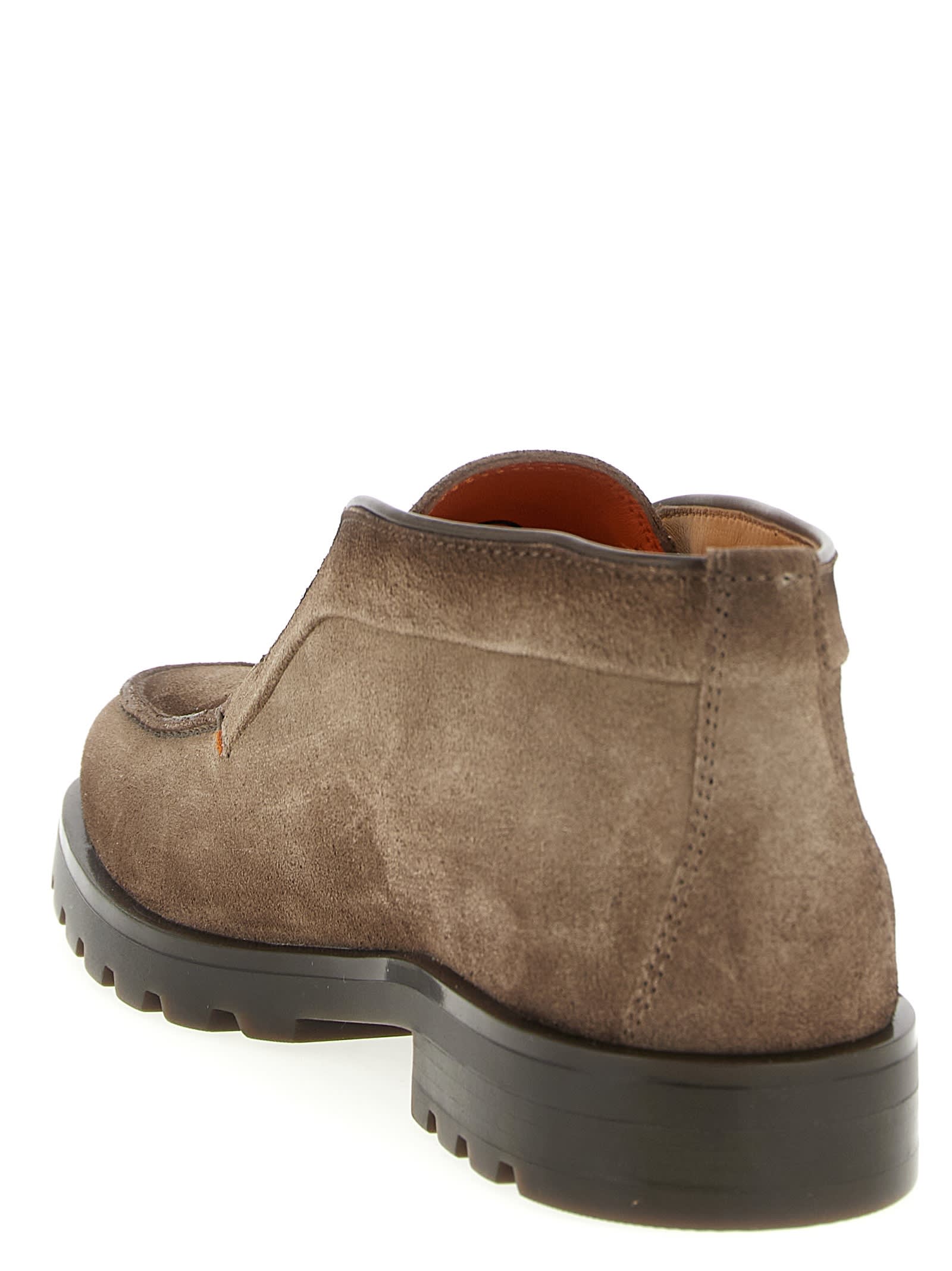 Santoni Leather Slip-on Boots In Brown