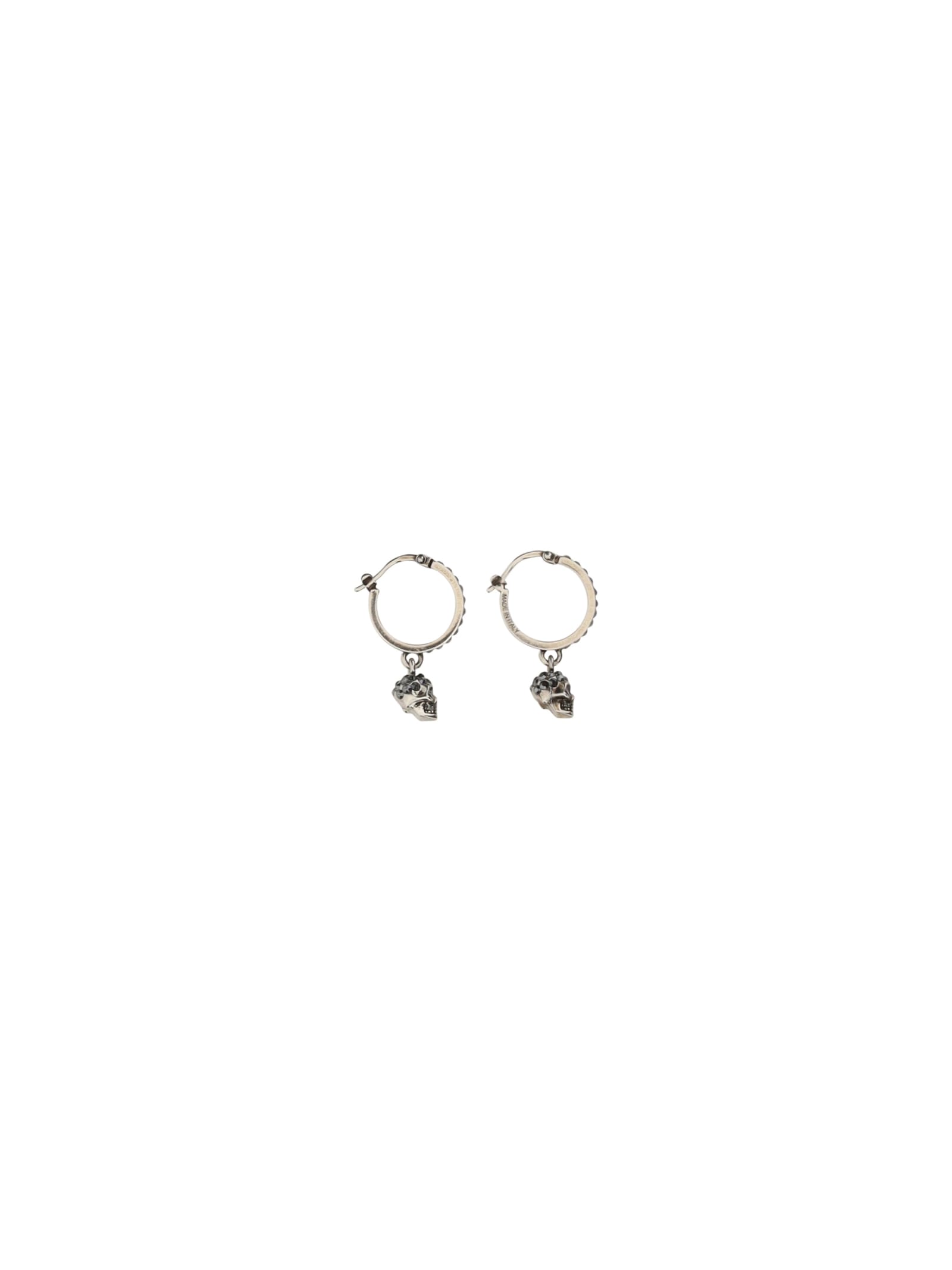 Alexander Mcqueen Skull Hoop Earrings In Silver