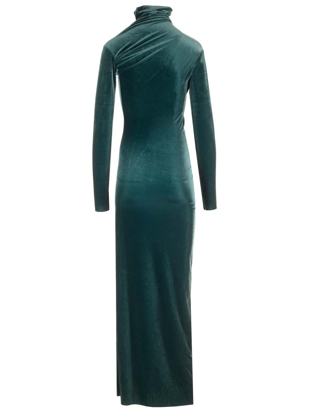 Shop Amazuìn Chelsea Velvet Dress In Green