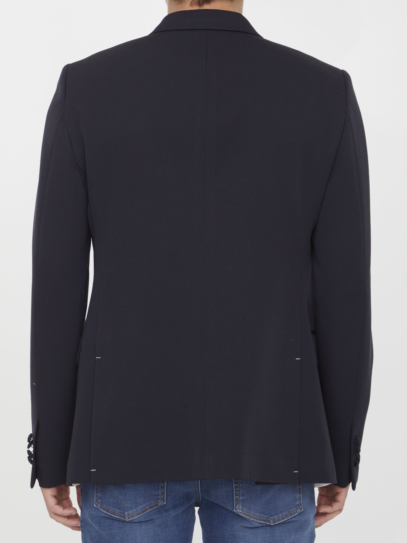 Shop Valentino Double-breasted Wool Jacket In Blue