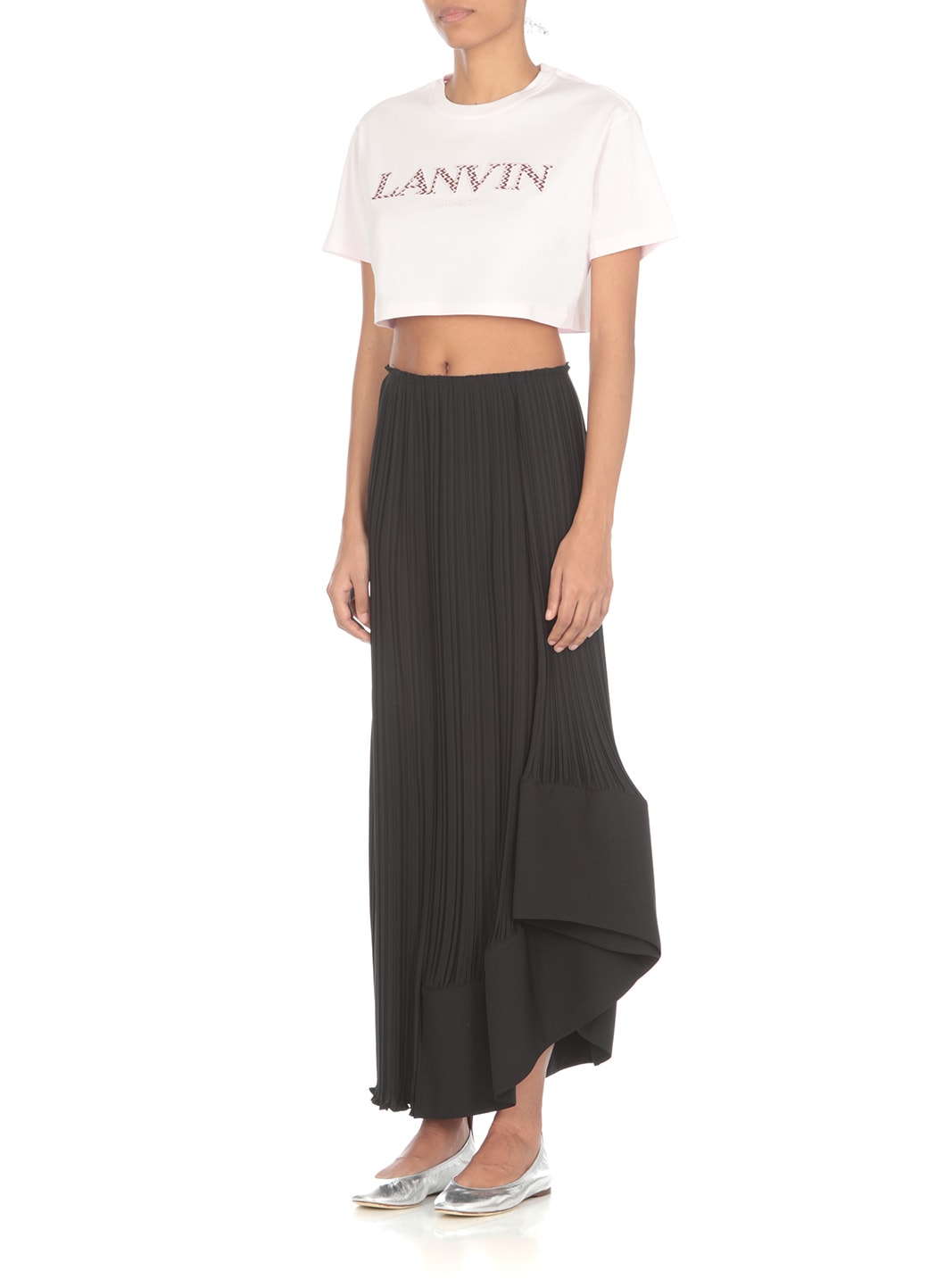 Shop Lanvin Cotton Cropped T-shirt In Pink