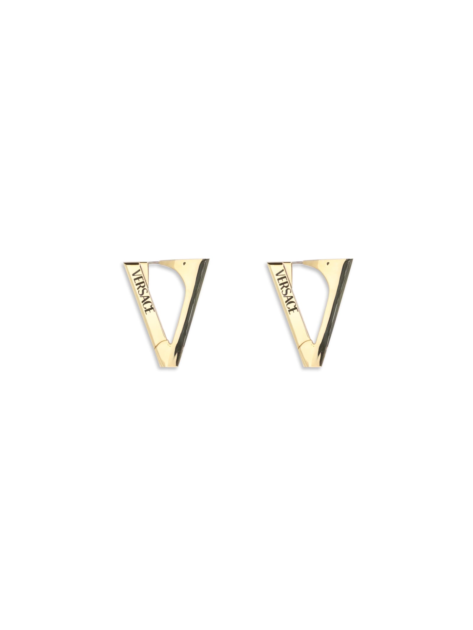 Versace V Drop Earrings In Gold