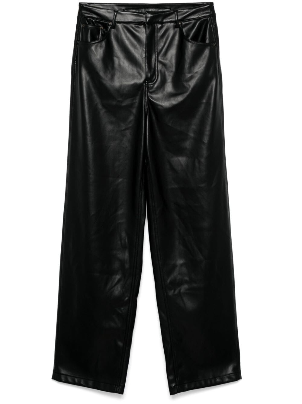 Shop Rotate Birger Christensen Wide Leg 5 Pocket Pants In Black