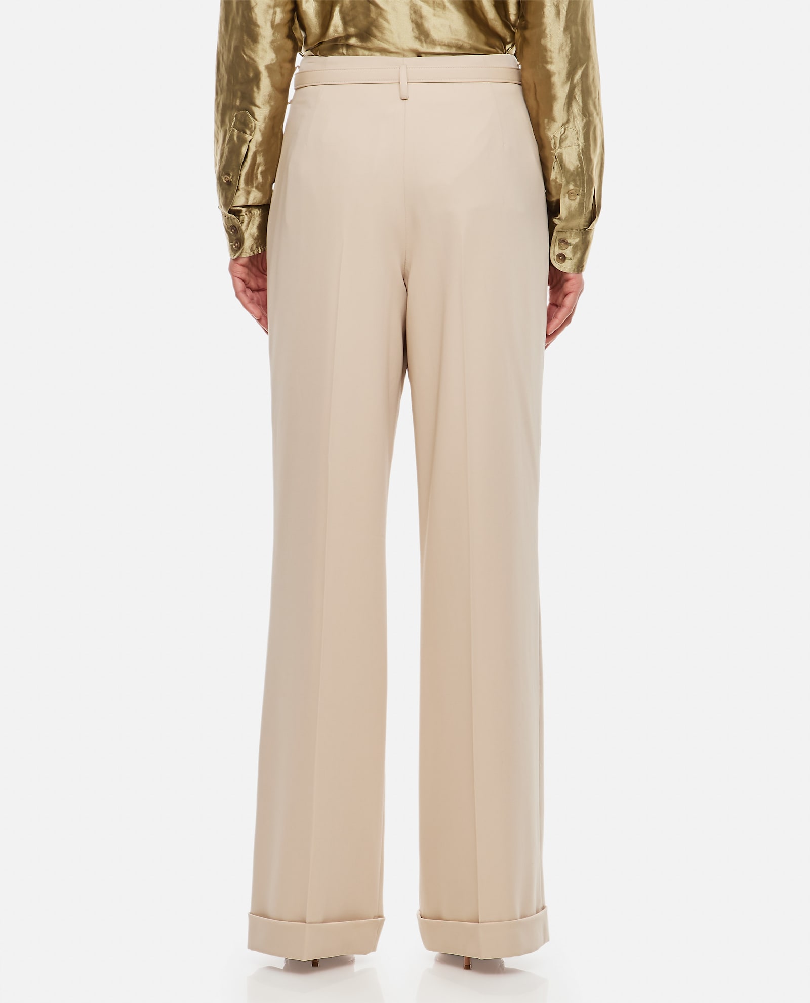 Ralph Lauren Acklie Straight Leg Wool Trousers In Neutral