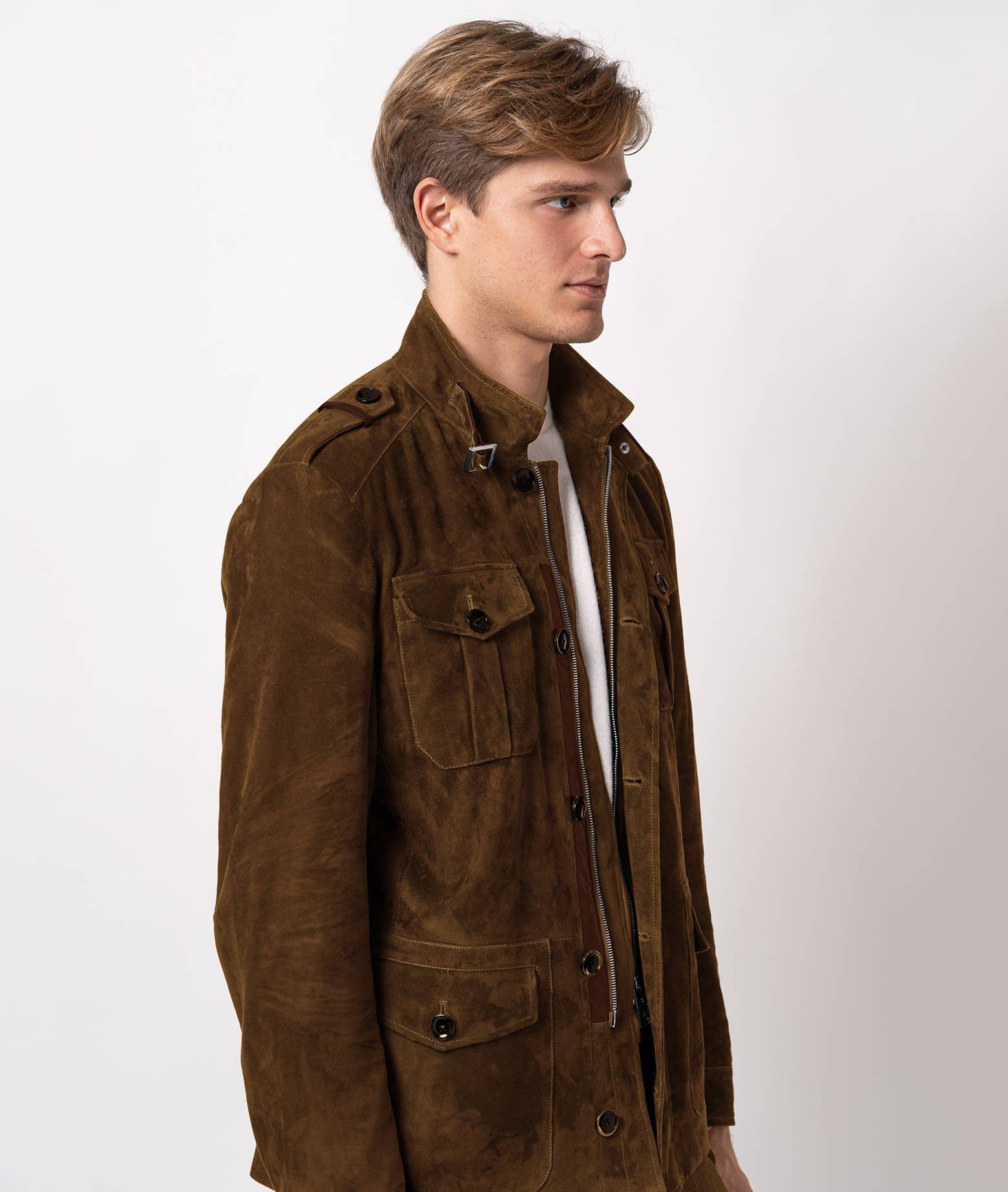 Larusmiani Devon Sahariana Jacket Leather Jacket In Blue