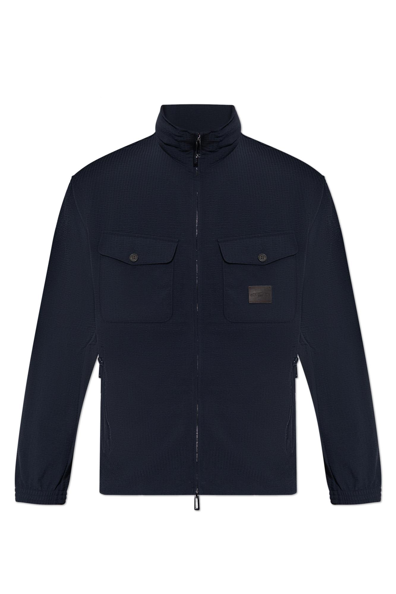 Emporio Armani Hooded Flap-pocketed Lightweight Jacket In Blue