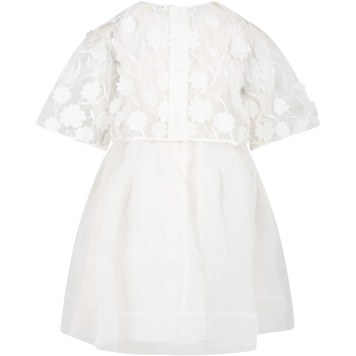 Shop Charabia White Dress For Girl With Lace In Ivory