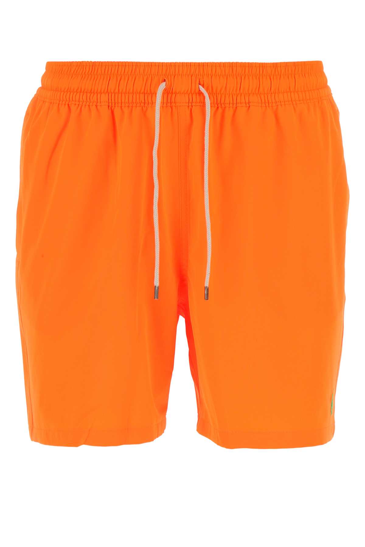 Shop Polo Ralph Lauren Fluo Orange Stretch Polyester Swimming Shorts In 037