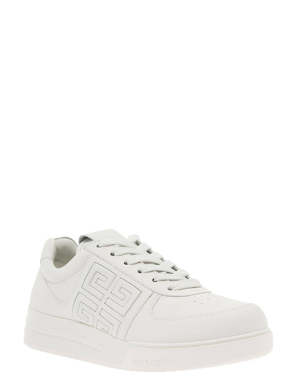 Shop Givenchy 4g White Low-top Sneakers With Tonal Logo In Leather Woman In Bianco