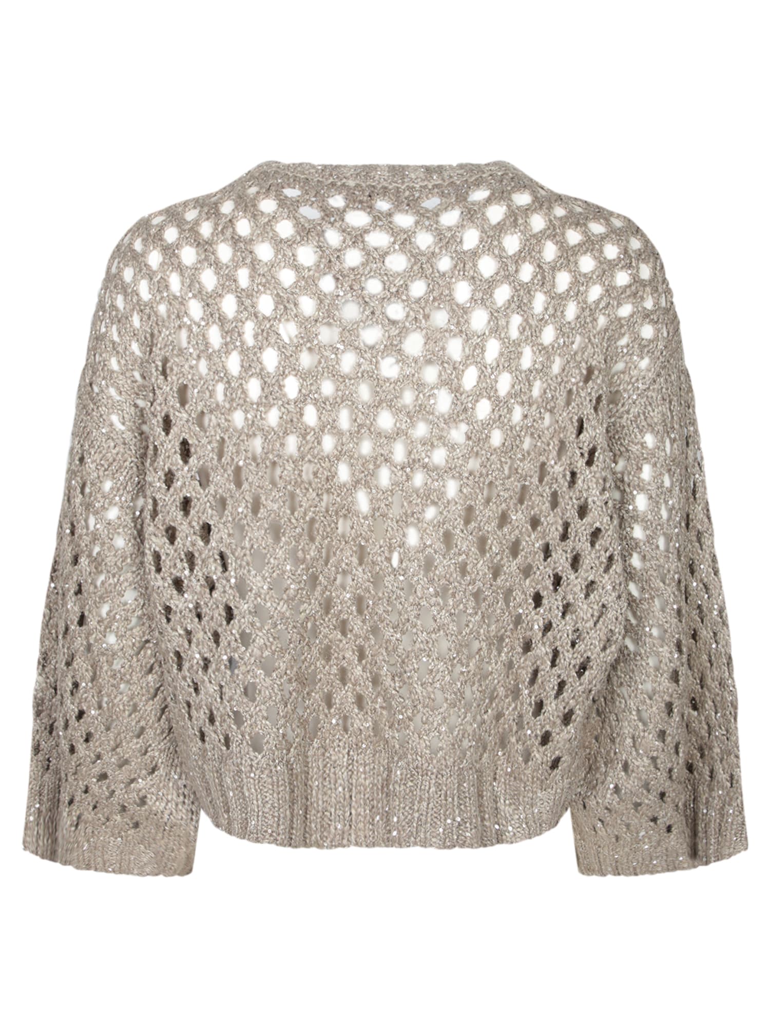 Brunello Cucinelli Beige Silk Sweater With Sequins In Neutral