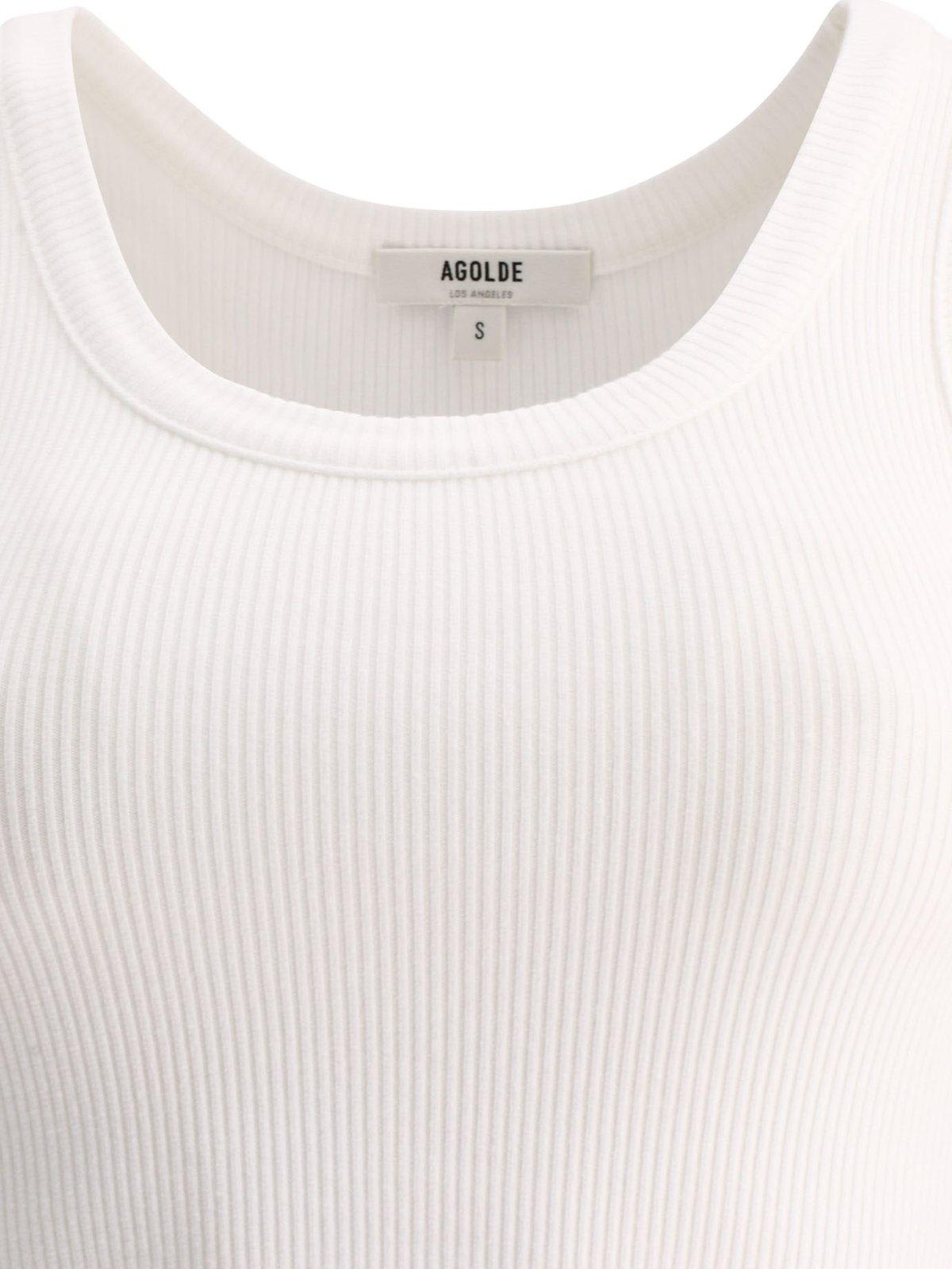Shop Agolde Fitted Ribbed Tank Top In White
