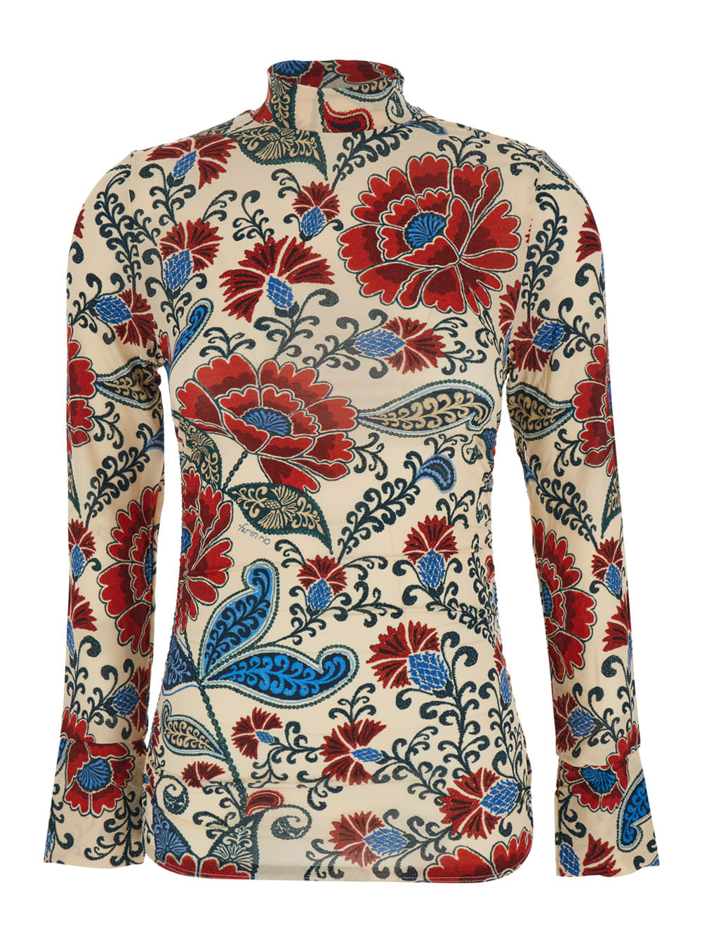 Farm Rio Francesca Sand Jersey Blouse In Multi