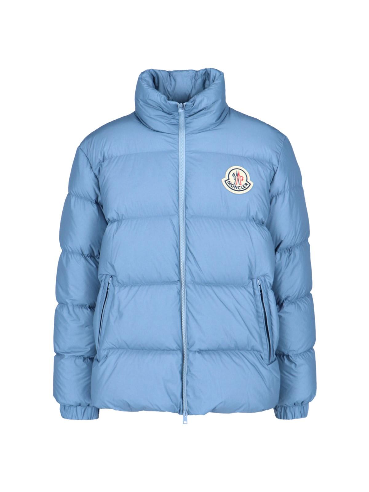 Shop Moncler Citala High Neck Cropped Down Jacket In Clear Blue