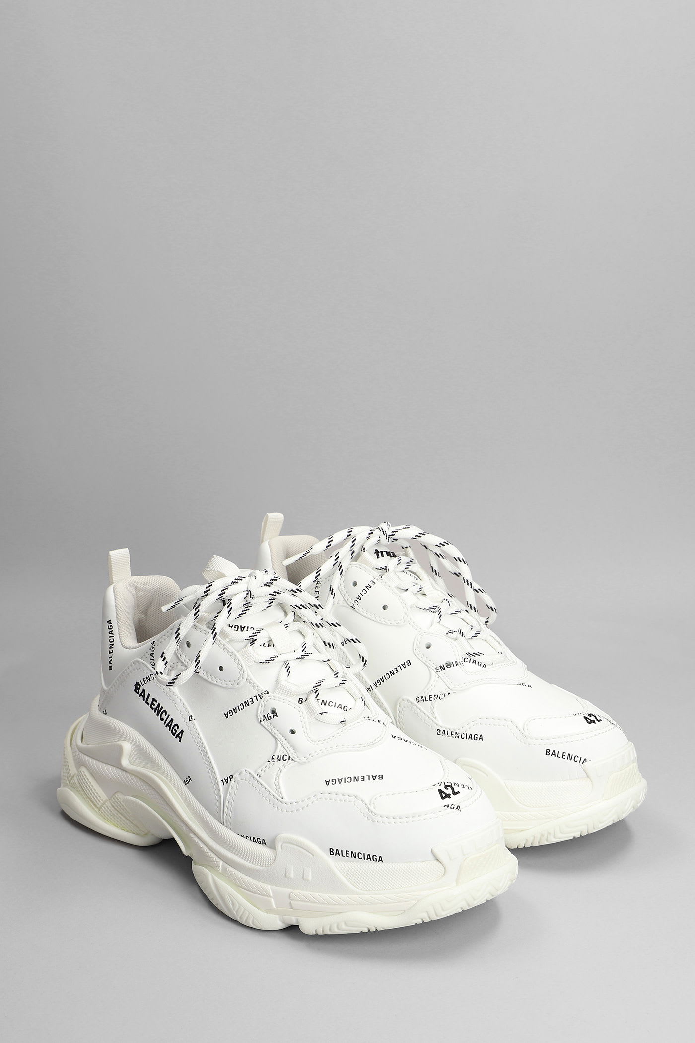Balenciaga Triple S Sneakers In White Synthetic Fibers In White