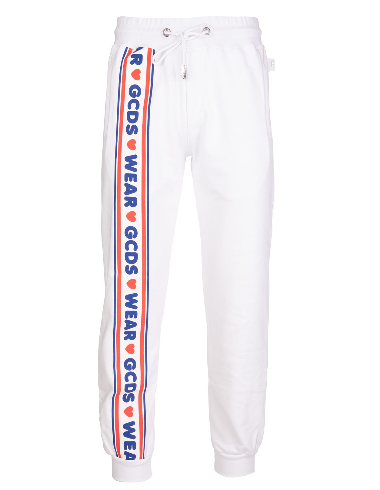 Man White Joggers With Gcds Wear Tape