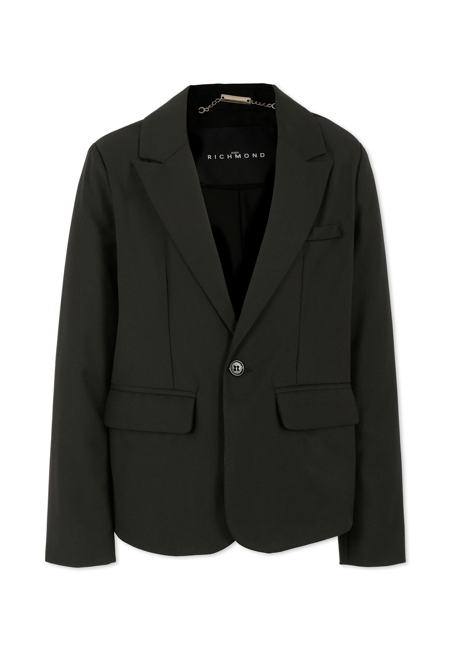 Richmond Black Jacket For Boy With Logo In Green