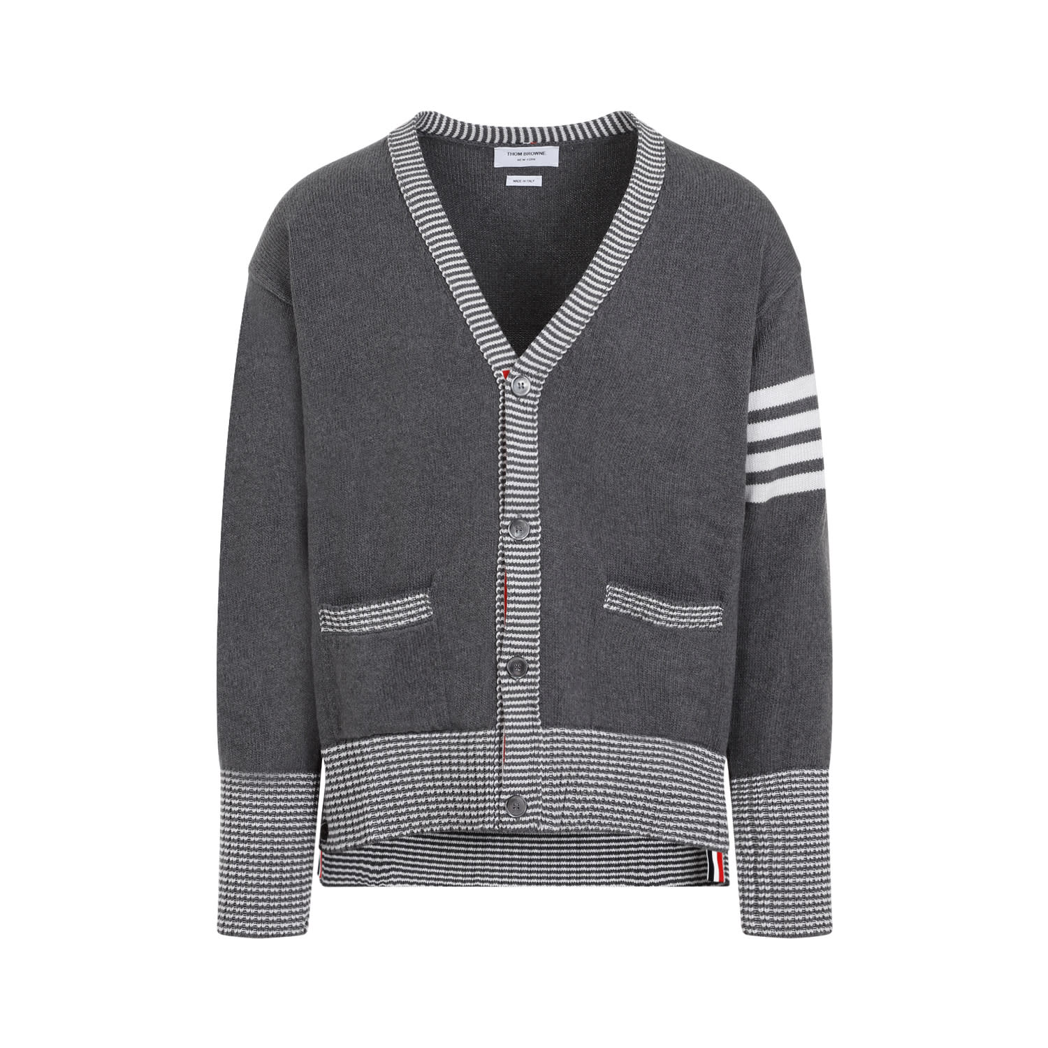 Shop Thom Browne Thome Browne Hector Icon Intarsia V Neck Cardigan