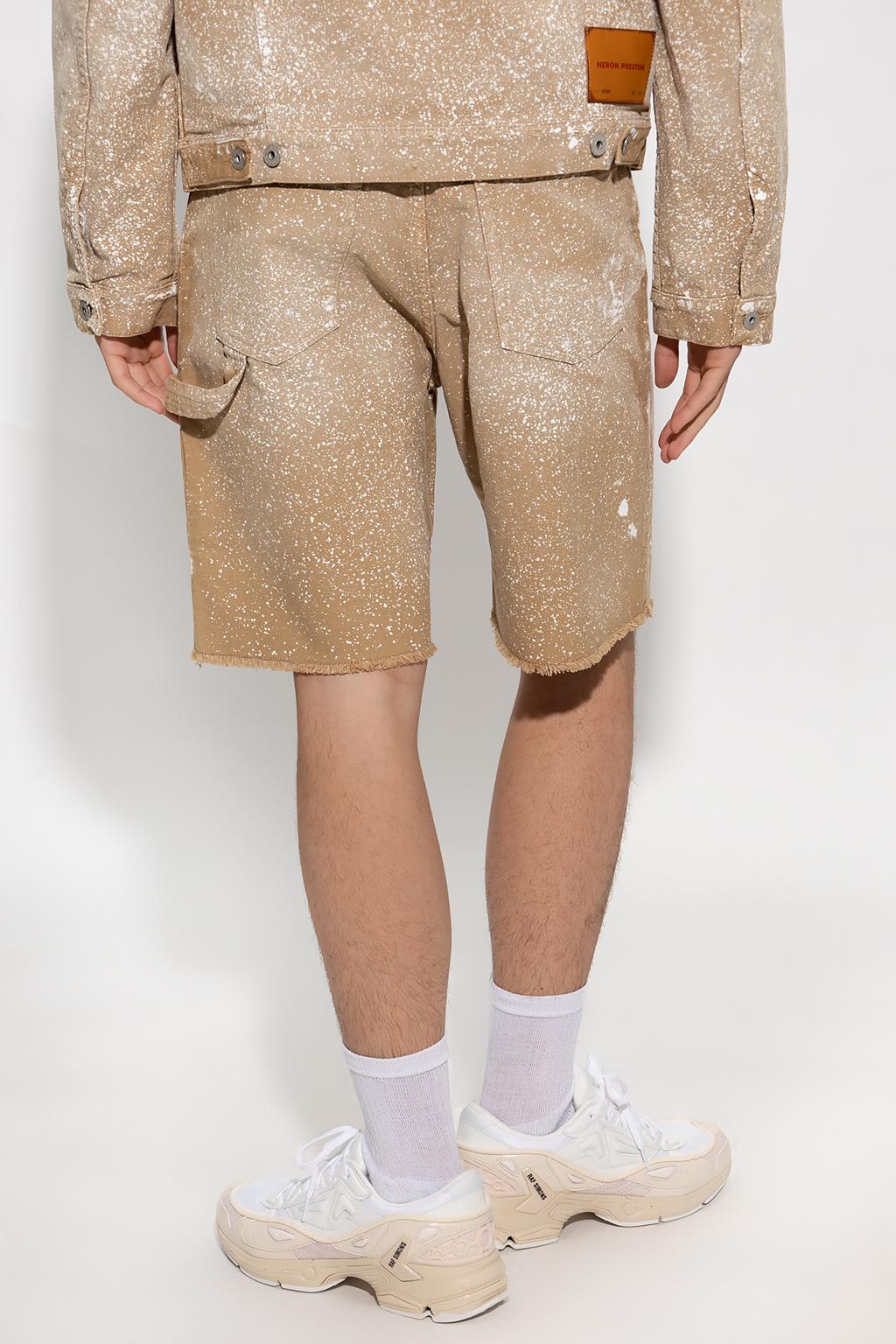 Shop Heron Preston Shorts With Paint Splatter Effect In Tobacco Brown
