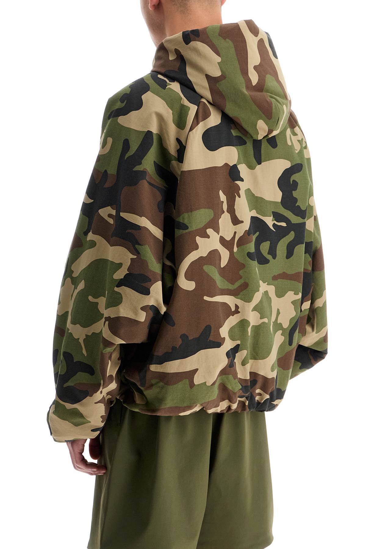 Shop Fear Of God Jacket With Camouflage Print In Woodland Camo (khaki)