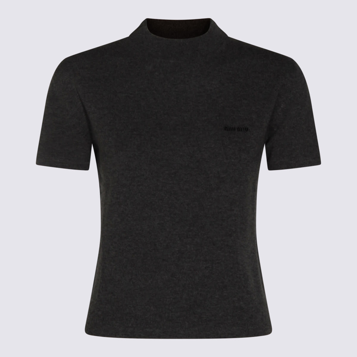 Miu Miu Grey Cashmere Knitwear In Black