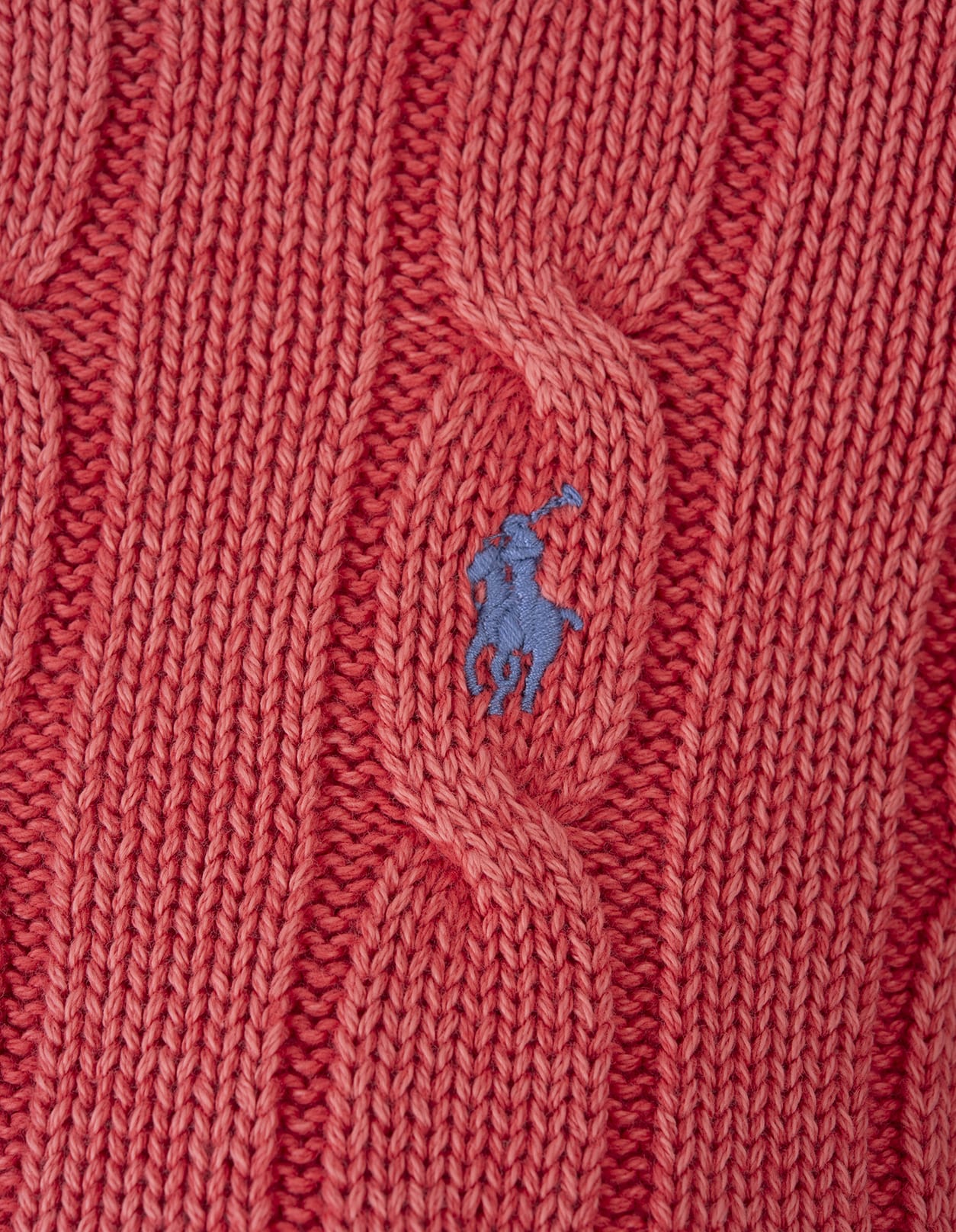 Shop Ralph Lauren Coral Cable Cotton Sweater In Red