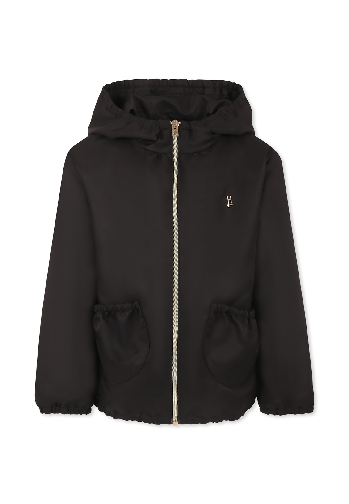 Herno Black Windbreaker Jacket For Girl In Black