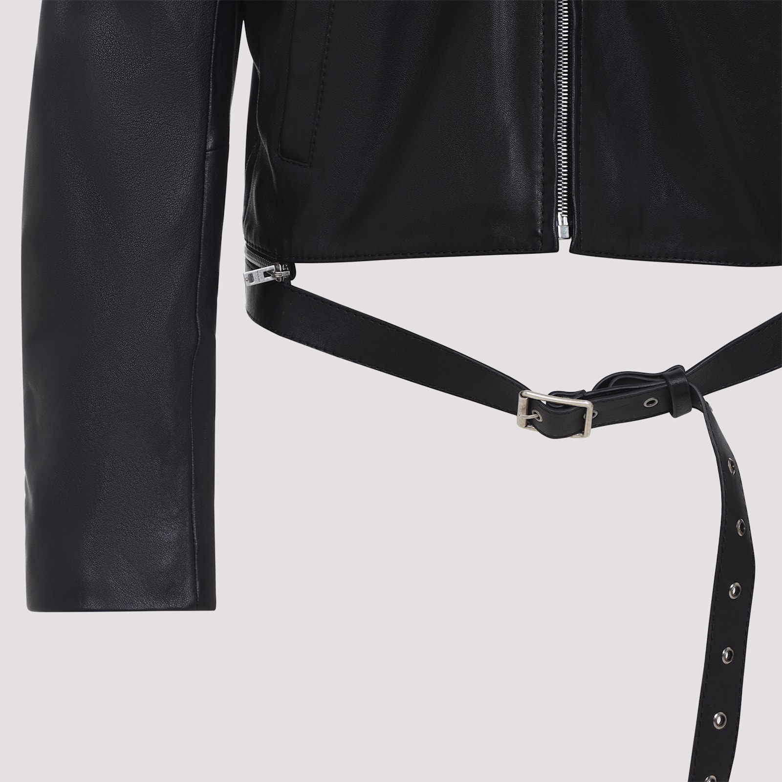Acne Studios Belted Leather Jacket In Black