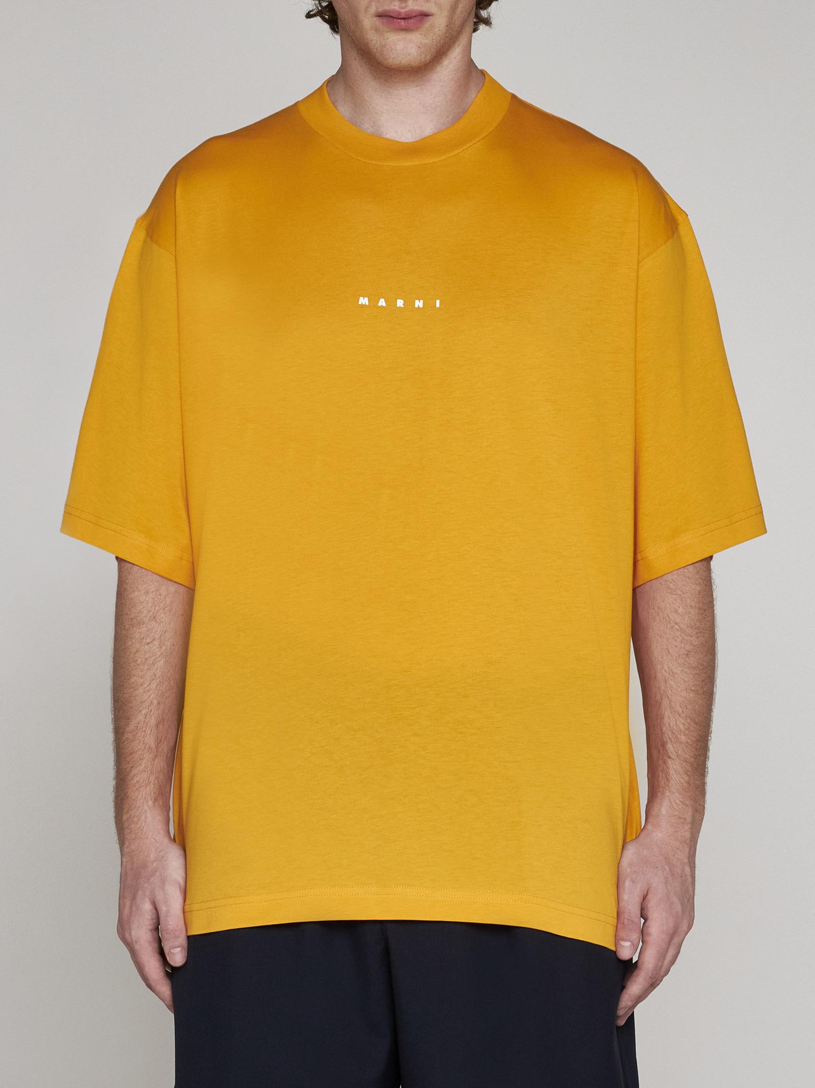 Shop Marni Logo Cotton T-shirt In Orange