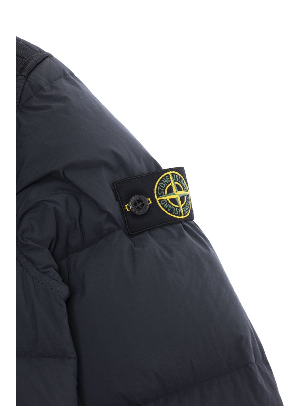 Stone Island Blue Down Jacket With Logo Patch In Polyamide Boy In Blu