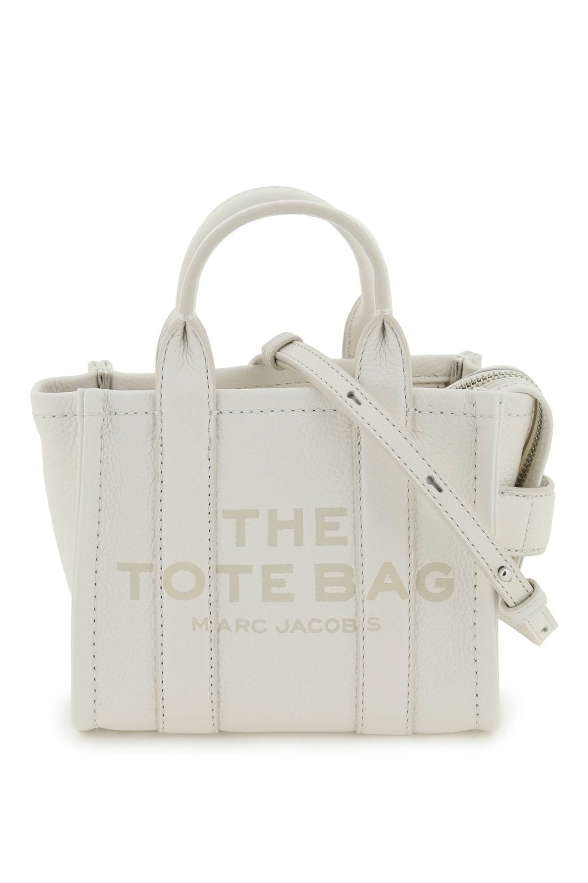 Marc Jacobs The Tote Micro Leather Tote Bag In Cotton Silver (white)
