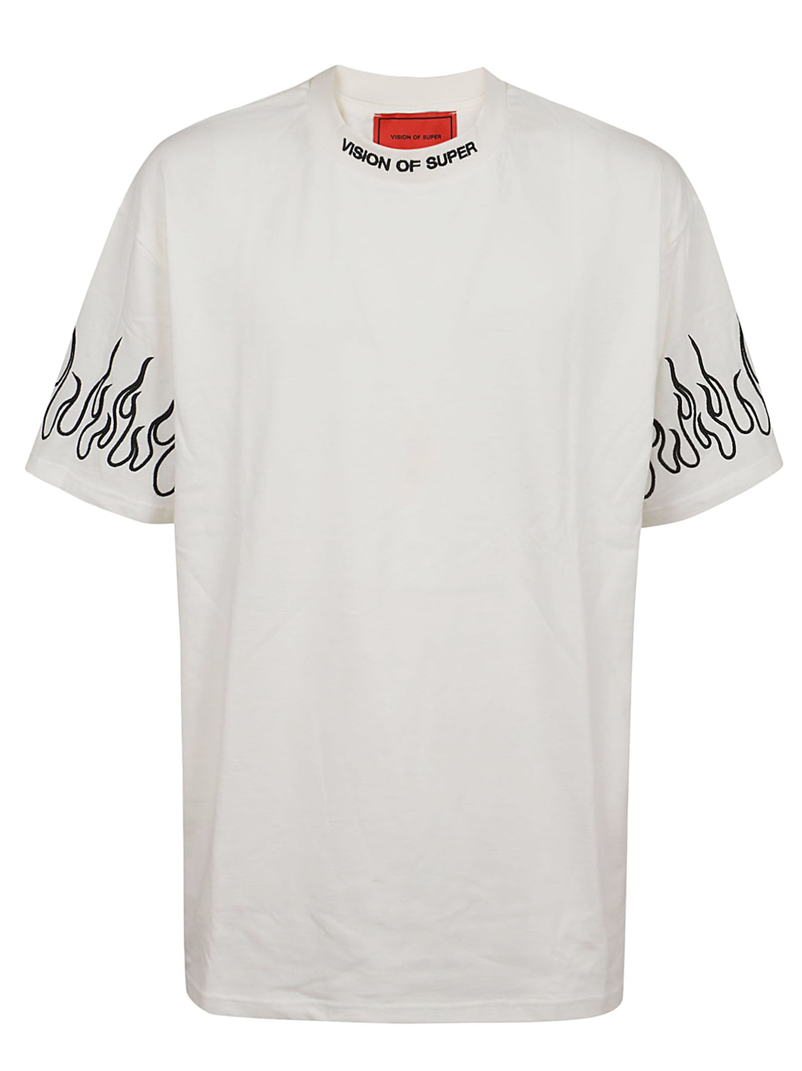 White T-shirt With Black Flames