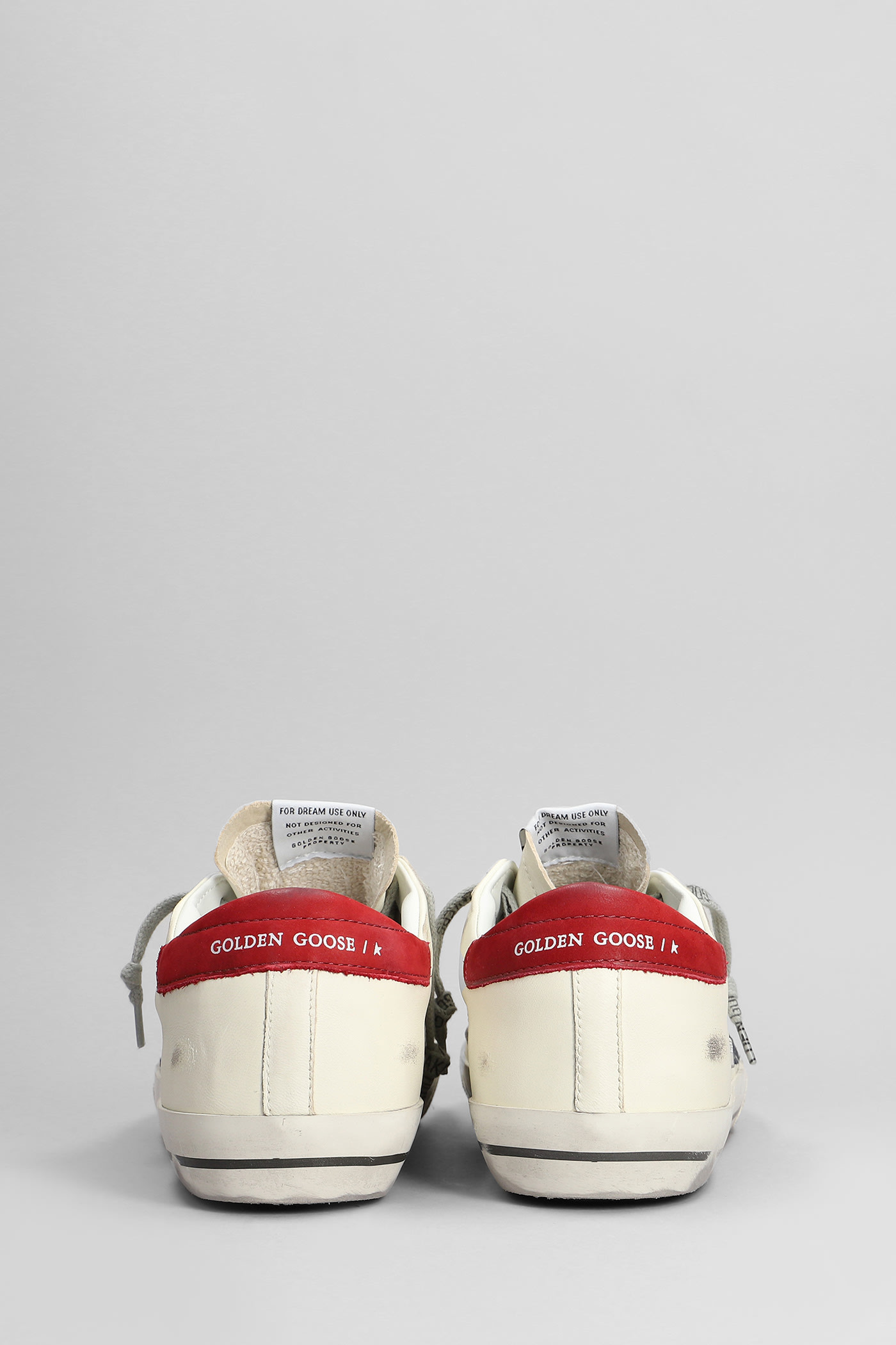Golden Goose White Leather Snekaer In White/blue/red