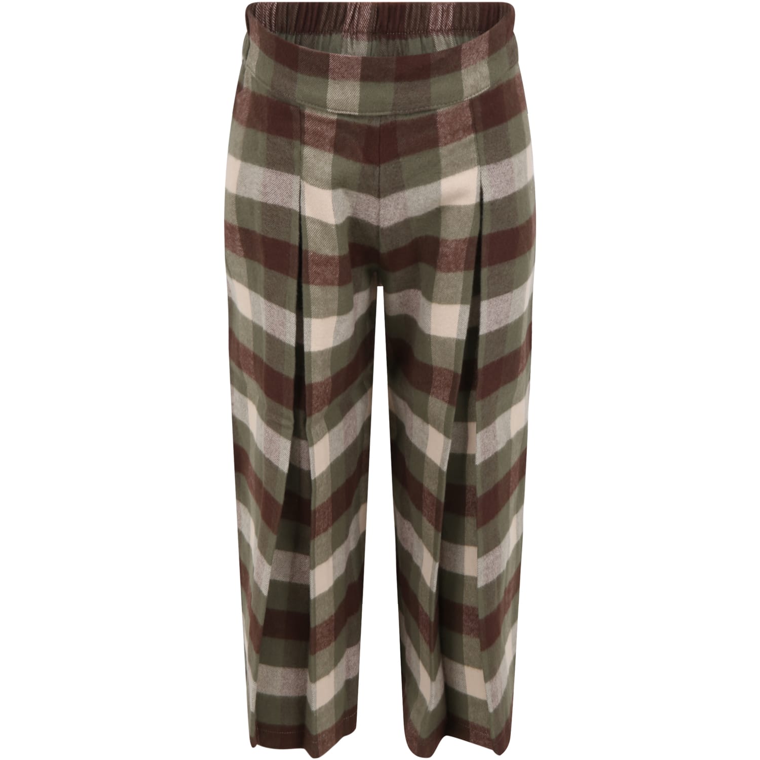 Coco Au Lait Green Culottes For Girl With Brown And Beige Check