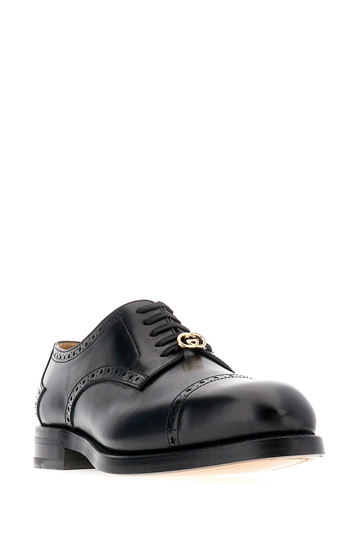 Shop Gucci Black Leather Lace-up Shoes In 1000