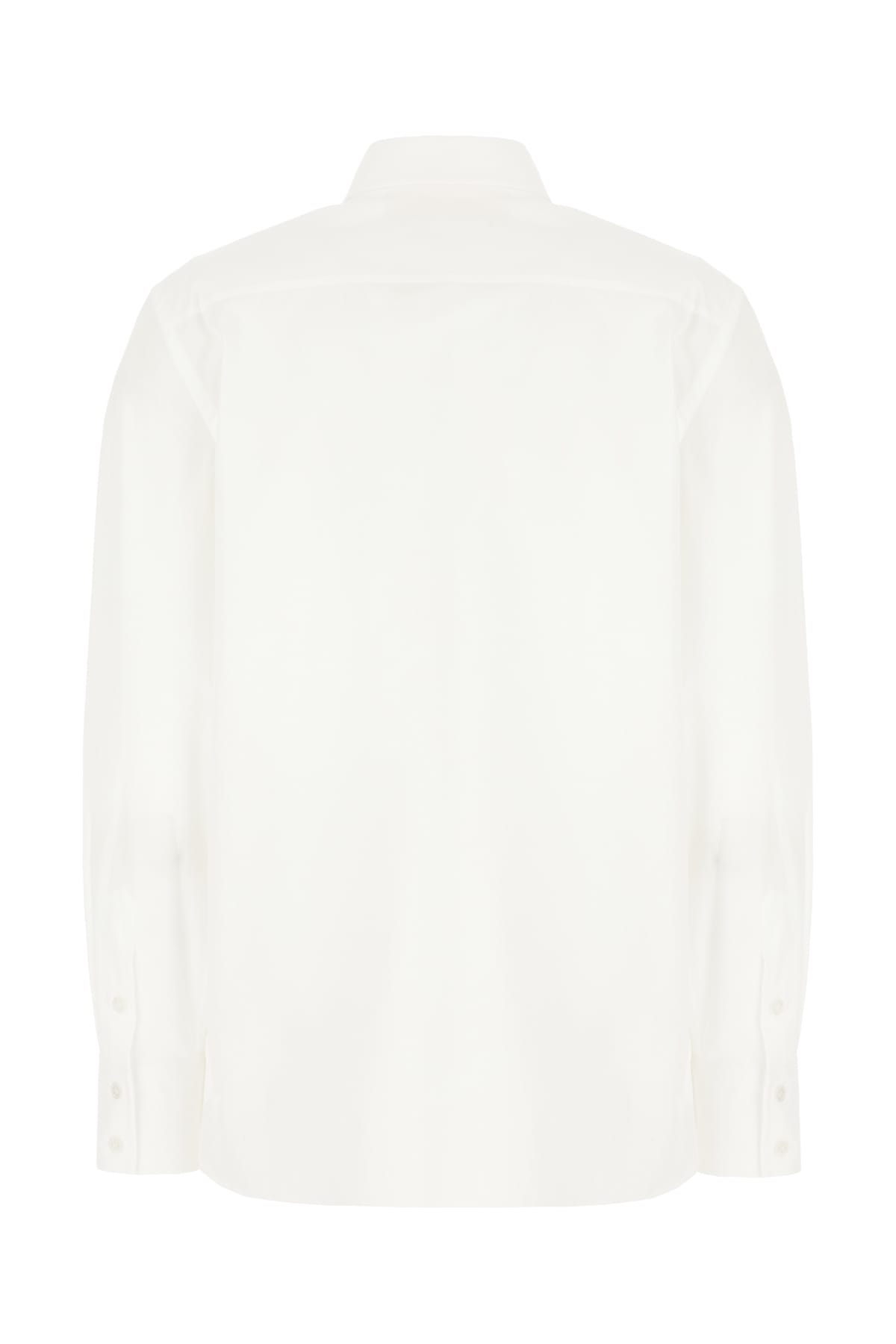 Valentino Structured Collar White Optical Long Sleeve Cotton Shirt In White